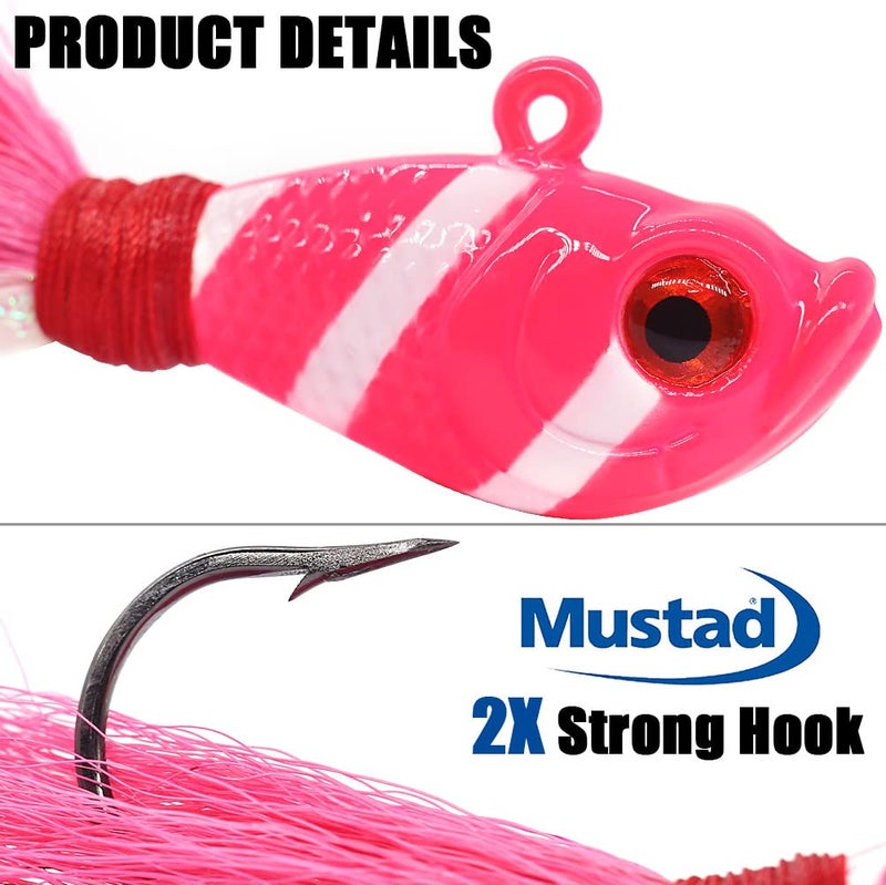 XFISHMAN Bucktail Jigs Saltwater Hair Jigs Head - Fishing Lures Assorted Kit (5 Pack) - Image 3